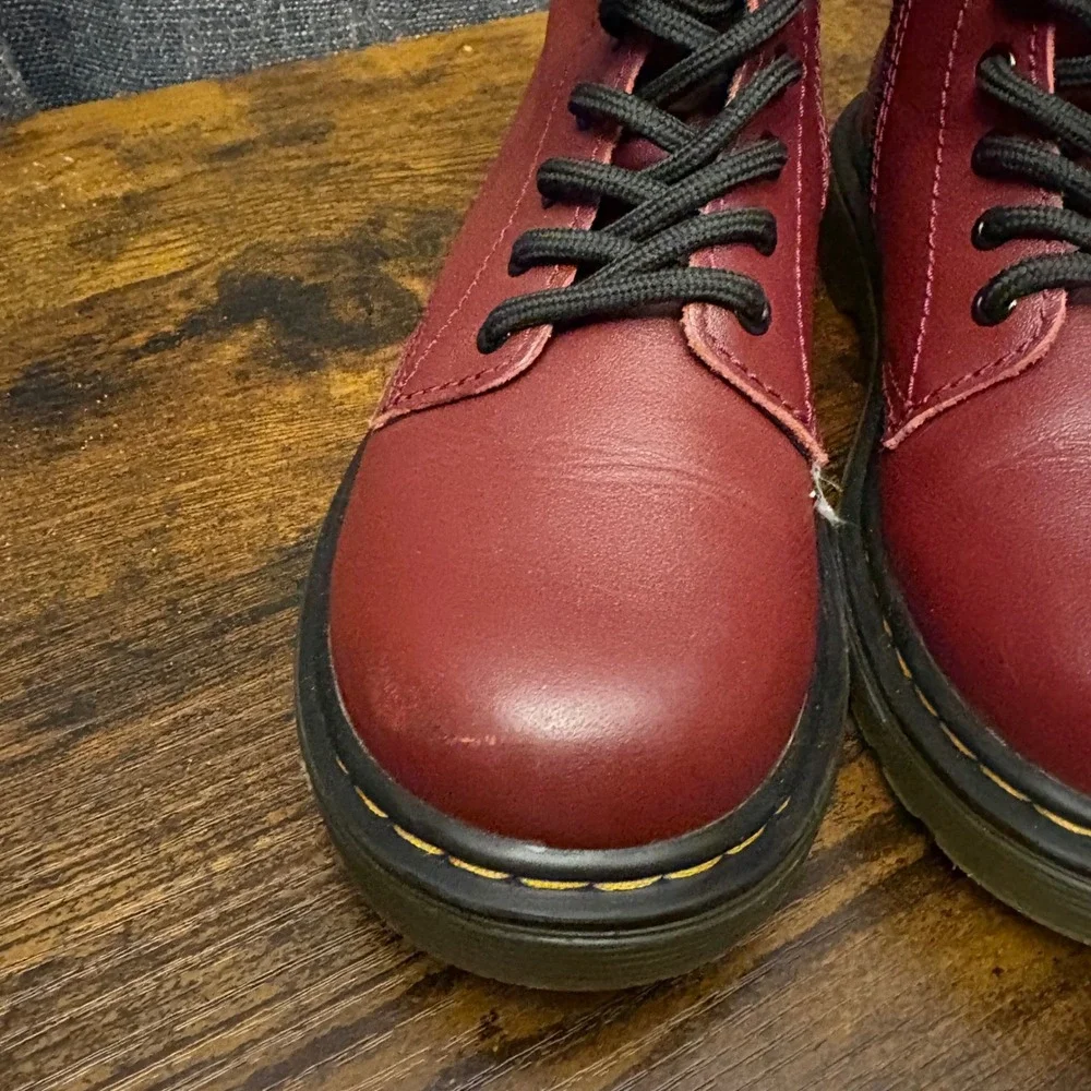 Dr. Martens 1460‎ Juniors Burgundy Red Leather Lace Up Boots (Kids Size 1)